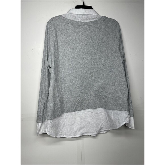Tommy Hilfiger Women’s Layered Look Sweater Shirt Top Gray White Collared XL - Picture 11 of 12